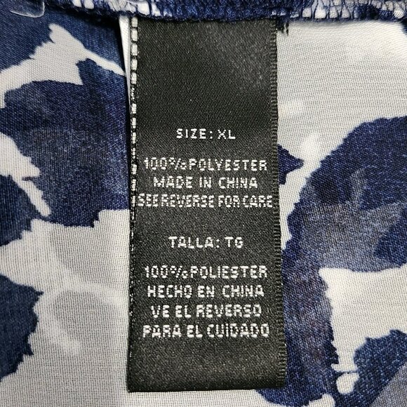 Madison Paige Women's XL Sheer Roll Tab Sleeve Top Navy White Office Travel - Picture 10 of 13